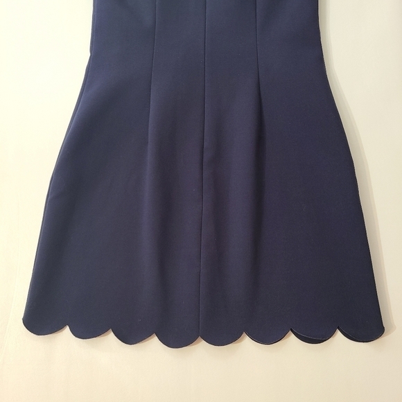 J. Crew Dress Scalloped Mini Laser Cut Navy Blue Wrinkle Free Size 00 - Picture 10 of 16